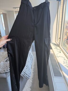 Zara Silk Small Black Cargo Dress Pants